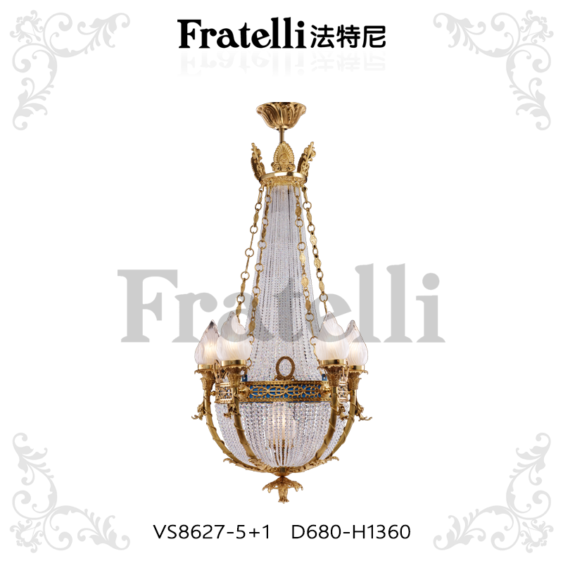 How does the concealed wiring design achieve both visual purity and operational safety for a French chandelier?